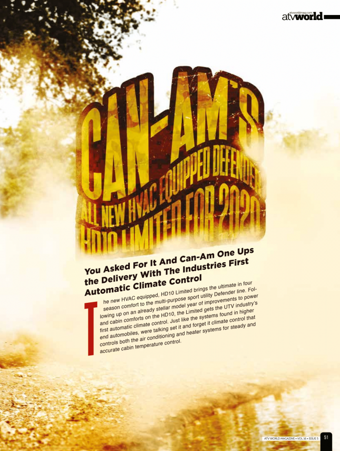 CAN-AM’S ALL NEW HVAC EQUIPPED DEFENDER HD10 LIMITED FOR 2020